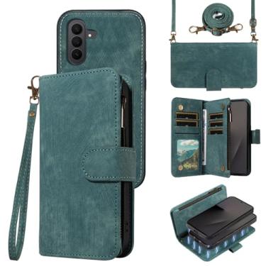 Imagem de Asuwish Capa de celular para Samsung Galaxy Z Fold 7 com zíper carteira magnética destacável com alça transversal e compartimento para cartão ZFold Z7 G Fold7 7Z mulheres meninas azul