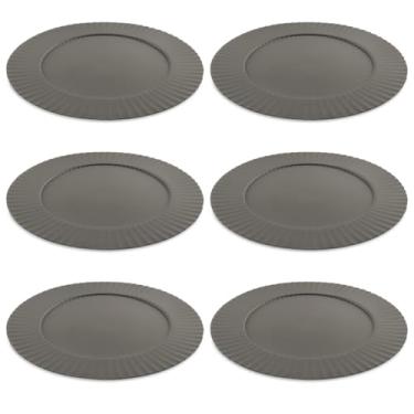 Imagem de Kit Sousplat de Mesa Plástico 33cm Apoio para Prato Jogo Americano (Cinza Escuro, Kit6)