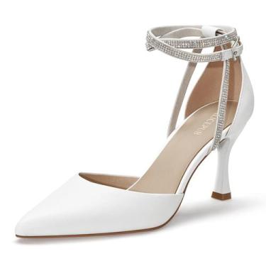 Imagem de Sapatos ALICEPUB brancos com bico fechado e strass para mulheres