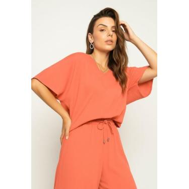 Imagem de Blusa Morcego Viscolinho Laranja Salvatore Fashion, Terracota, P