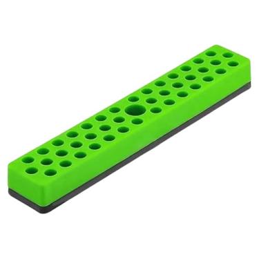 Imagem de ShengQuanHao Porta-bits Hexagonal de 1/4" com 43 Ranhuras, Multifuncional para Organização de Acessórios de Oficina, Base de 7×1,2 Polegadas, Verde