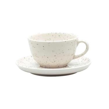 Imagem de Xícara Para Chá Com Pires Em Cerâmica Flat Chuvisco 200ml Oxford