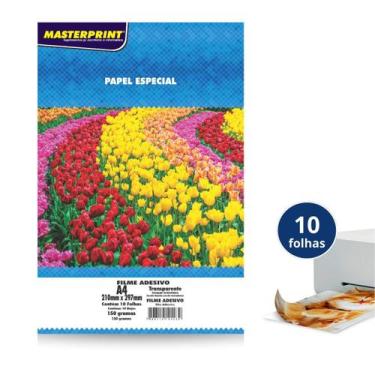 Imagem de Papel Filme Adesivo Vinil Transparente A4 150g 10 folhas Seca Rápido p