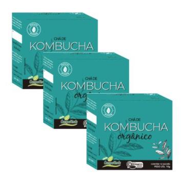 Imagem de Kit 3cx Chá Kombucha Orgânico  Chá Verde, Hortelã e Mate - Imunidade (