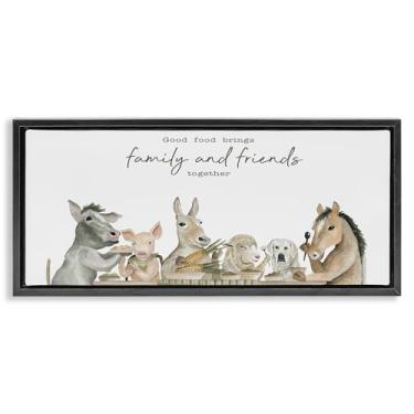 Imagem de Stupell Industries Good Food Brings Family Gray Framed Floater Canvas Wall Art, design por Cindy Jacobs, 28 x 63 cm
