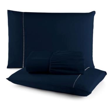 Imagem de JOGO DE LENCOL 3 PECAS 450 FIOS PONTA PALITO CASAL (Azul marinho)