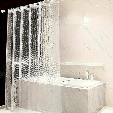 Imagem de Cortina Banheiro Kit Cortina Box Banheiro Seixos/Cubo 3D + Varão Suporte Extensivel(Cubo 3D 1.5 * 1.8M,Poste de 1,6M)