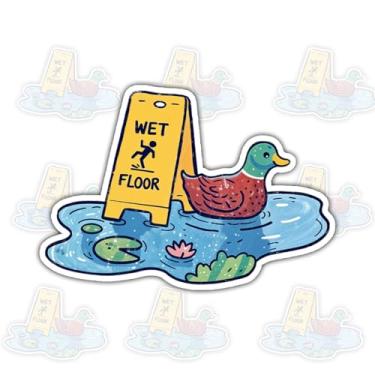 Imagem de 3 peças adesivos de pato, piso molhado, lago, presentes, engraçado, cautela, peculiar, piso molhado, à prova d'água, adesivos, presente, pato flutuando no lago, ganso, vinil, carro, decalque para
