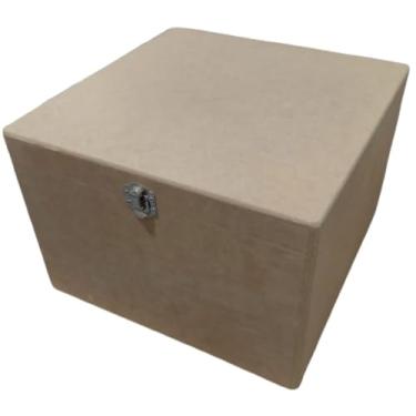 Imagem de Caixa Mdf Dobradiça Quadrada 26x26x18 Cm Com Divisórias