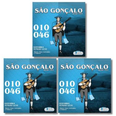 Imagem de Kit 3 Encordoamento Guitarra São Gonçalo Tensão Leve 010