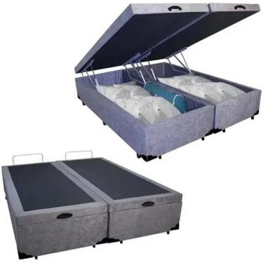 Imagem de Cama Box Baú Casal Bipartido Suede Cinza 138x188