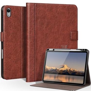 Imagem de CPNVWA Capa de couro para iPad A16 11ª geração de 11 polegadas, iPad 10ª geração de 10,9 polegadas, capa fólio de couro premium com suporte para Apple Pencil, despertar/hibernar automaticamente