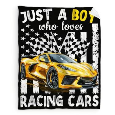 Imagem de Sharecolor Cobertor para meninos, corrida, presentes para crianças, adolescentes, meninos de 10 a 12 anos, 152 x 127 cm, cobertores bonitos de flanela para carro, mantas leves para sofá, cama