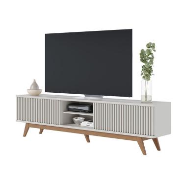 Imagem de Rack Para Sala Bancada De Tv 75 Pol 218cm Pollyana C04 - D'rossi Cor Off White Matte