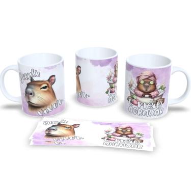 Imagem de Caneca Capivara Branca Porcelana Resistente Micro-ondas