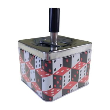 Imagem de Cinzeiro Com Tampa Basculante Giratória Reservatório Inox Sem Cheiro Quadrado Várias Estampas (Estampa Dados - MOD L, 2)