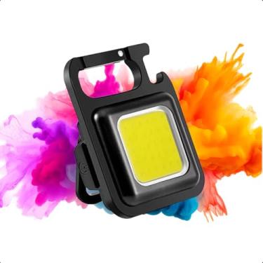 Imagem de Mini Lanterna Led Chaveiro tática militar Recarregável COB 800 Lúmens, Ímã, Suporte Dobrável e Abridor de Garrafas lembrancinha viagem acampamento – Luz de Emergência Portátil USB Preto Essor Lab