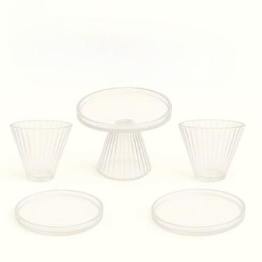 Imagem de Kit Boleira Festa E Bandeja, Kit com 1 Boleira Elegance com 2 Bandeja Redonda com 2 Vaso Eleganc para Aniversario Festas E Decoraçoes(CRISTAL)