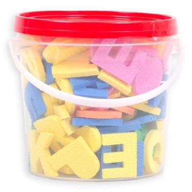 Imagem de Balde com 152 Letras Números e Sinais Em Eva Tampa Vermelha