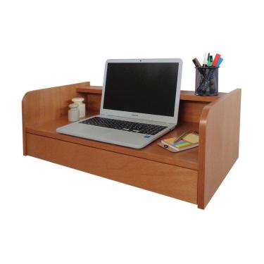 Imagem de Escrivaninha Suspensa Bancada Com Gaveta Mesa Notebook Madeira Natural