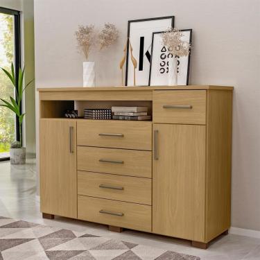 Imagem de Comoda 5 Gavetas 2 Portas 152 Cm Ols Co008 Castanho Mxm