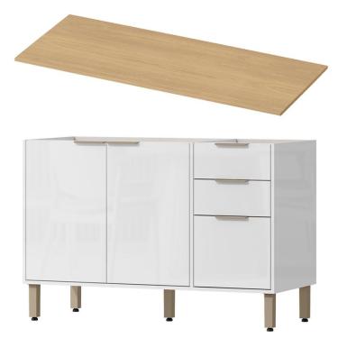 Imagem de Balcao Pia Com Tampo 120 Cm Glor Bgtg12 Branco Neve Mxm