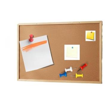 Imagem de Quadro Lousa Cortiça Moldura Madeira Avisos Recados Quadro de Avisos Anotações Diversas Medidas (70X50 + Tachinhas)