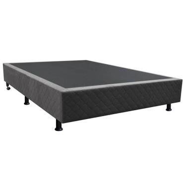 Imagem de Base Box Para Cama Casal 138x188cm Liz S05 Suede Bordado Cinza - Mpozenato