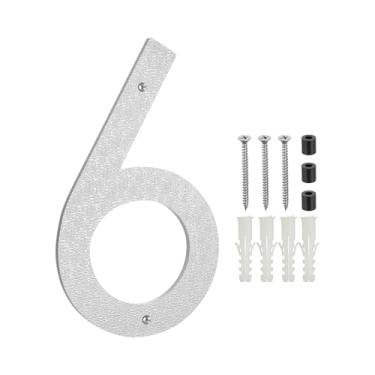 Imagem de PATIKIL Números de casa de 30 cm para o exterior, número 6 ABS textura de plástico flutuante número de casa moderna caixa de correio números de porta com kit de unhas para rua residencial ao ar livre