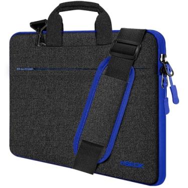 Imagem de Hseok Bolsa de ombro para laptop de 17,3 polegadas para a maioria dos notebooks Dell Asus HP Lenovo de 17,3 polegadas, preto e azul