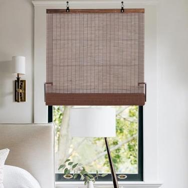 Imagem de ALIMOO Persianas de bambu sem fio, cortinas de janela sem fio com filtragem de luz para portas internas e externas varanda 61 cm L x 183 cm A