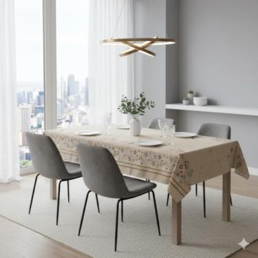 Imagem de TOALHA DE MESA LINHÃO EM TECIDO LINHO RUSTICO (MARGARIDA BEGE, 140X200)