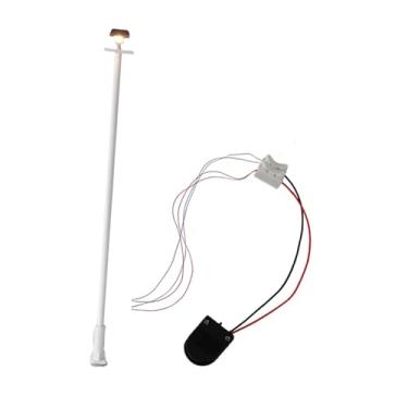 Imagem de Esquirla Acessórios em miniatura para maquetes ferroviárias, iluminação de praça, escala 1/87, poste de luz branco para decoração de paisagens em escala, Branco Quente