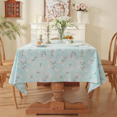 Imagem de Wijiwevol Toalha de mesa quadrada floral - toalha de mesa de linho lavável - design vintage verde para refeições internas e externas, piquenique, decoração de restaurante