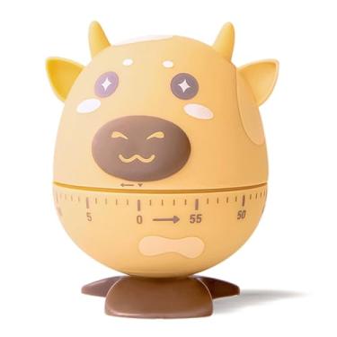 Imagem de Gerente de tempo de desenho animado, bonito temporizador mecânico de cozinha de 60 minutos com alarme de sino, material ABS para cozinhar, despertador de cozinha de estudo (amarelo)