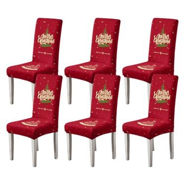 Imagem de Dioxide Capas elásticas de Natal para cadeiras de jantar, capas de cadeira de jantar laváveis removíveis, conjunto de 6, capas de assento macias para cadeiras de cozinha, protetores para festas em