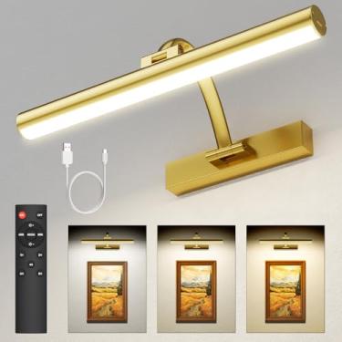 Imagem de KEILAIMO Luzes de imagem para parede recarregáveis, luz de pôster operada por bateria de 5200 mAh com controle remoto e temporizador, luz de arte regulável de 33 cm, 3 temperaturas de cor para obras