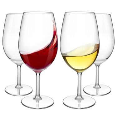 Imagem de HAHASHOW Taça de vinho flutuante, Tritan Plastic Taças de vinho tinto branco 640 ml, lava-louças, conjunto de 4, para piquenique, piscina, casamento, presente de festa
