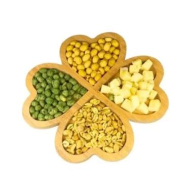 Imagem de Bandeja Petisqueira Coração em Bambu com 4 Divisões – Charme para Servir e Decorar