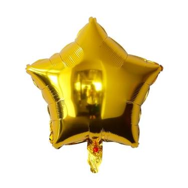 Imagem de BALAO METALIZADO ESTRELA C/CANUDO DOURADA 5" C/ 6 UNIDADES