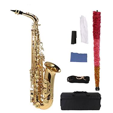 Imagem de Saxofone profissional BE Saxofone alto E Flat Sax Latão laqueado ouro 802 chave sopro madeira com pano de limpeza escova luvas alça estojo latão sax iniciante kit
