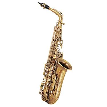 Imagem de Corpo de saxofone alto superfície de latão antigo com estojo de instrumento musical profissional ABS tipo chave instrumento de sopro de madeira