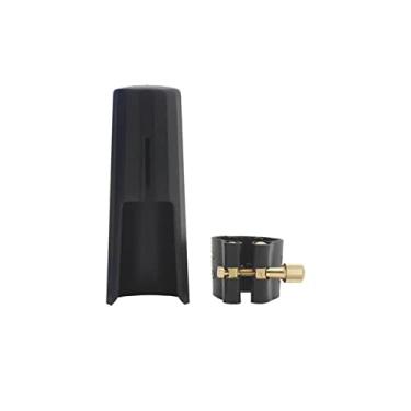 Imagem de Acessórios de saxofone Práticos Profissionais Saxofone Bocal Cap & Clipe de Ligadura de Couro para Saxofone Alto Tenor