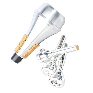 Imagem de Acouto Conjunto de Bocal para Trompete - 3C, 5C, 7C Combinação de Silenciador de Prática Qualidade de Som Aprimorada - Acessórios Banhados a Prata Todos Os Modelos de Trompete Leve, Portátil e Fácil