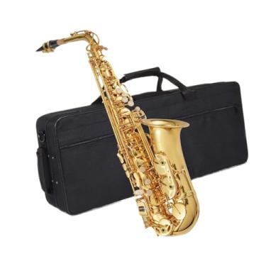 Imagem de Saxofone instrumento saxofone E kit de saxofone de latão plano acessórios completos de som profissional ideal para todos os músicos inclui capa rígida