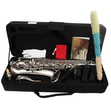Imagem de Instrumento de saxofone profissional saxofone tenor bb latão saxofone instrumento musical saxofone tenor com estojo peças de suporte de palhetas