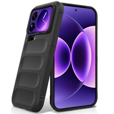 Imagem de BonYonka Capa de silicone para Xiaomi 17 Pro Max, forro de microfibra antiarranhões, capa à prova de choque com proteção para câmera, preta