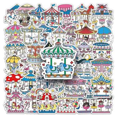 Imagem de Carrosséis de adesivos, vinil impermeável, anime, 50 unidades para carro