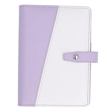 Imagem de Pasta de orçamento A6 Pasta de couro PU para notebook Compartimento multifuncional Design Organizador portátil leve para escritório, escola, viagem para casa (Roxa)