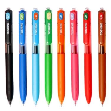 Imagem de Toshine Canetas de tinta gel colorida, 8 peças, canetas de tinta colorida de 0,5 mm, canetas de escrita suave de ponta fina para escola, escritório